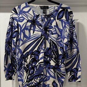 Cable & Gauge Blue and Black Floral Cardigan